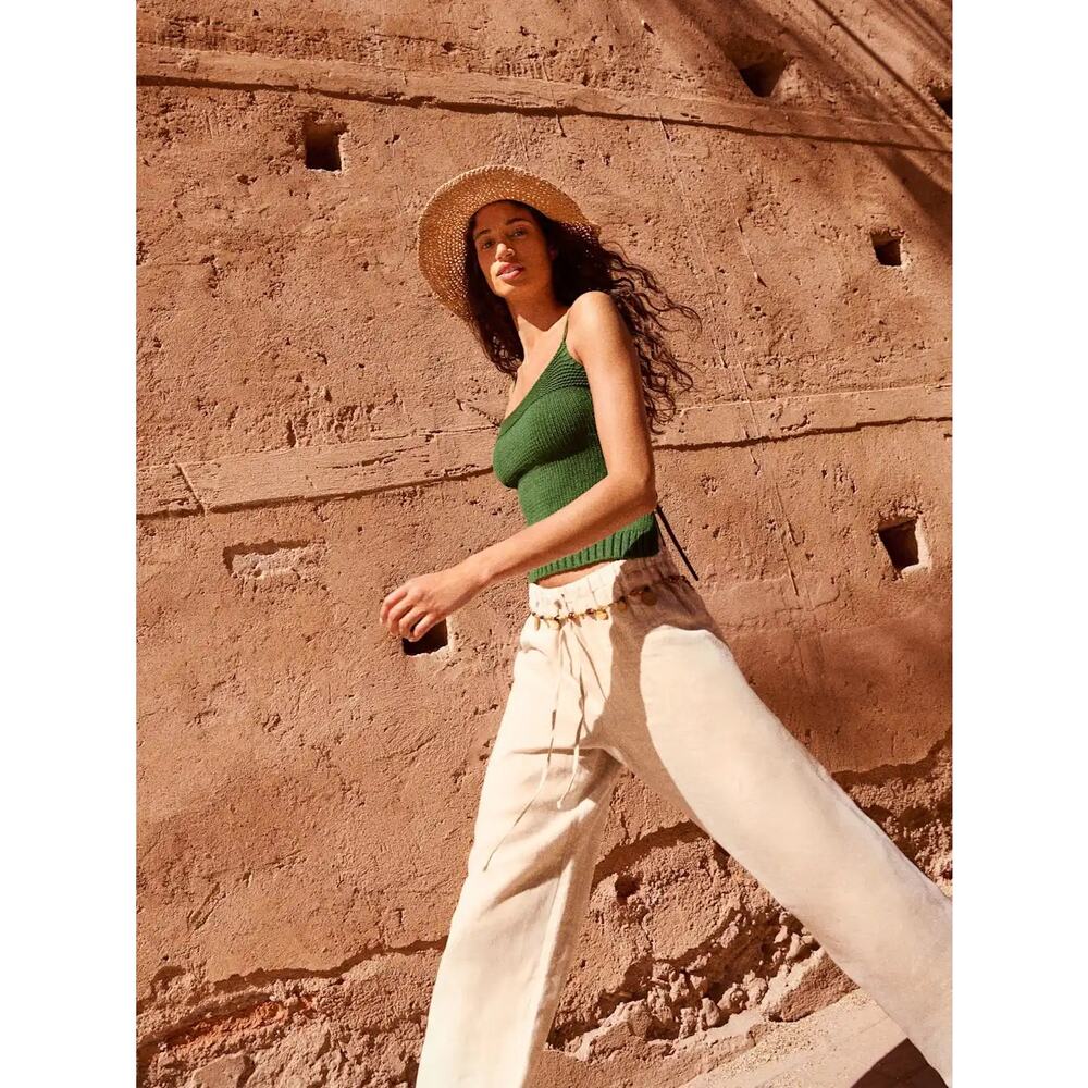 NWT Reformation Olina Linen Pants (Petite) in Oatmeal